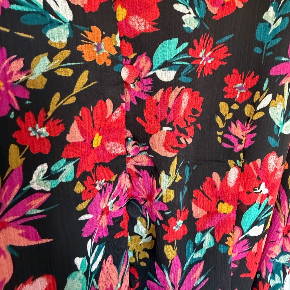 NWT! MSK Medium Floral V-Neck Long Sleeve Dress - Picture 6 of 13